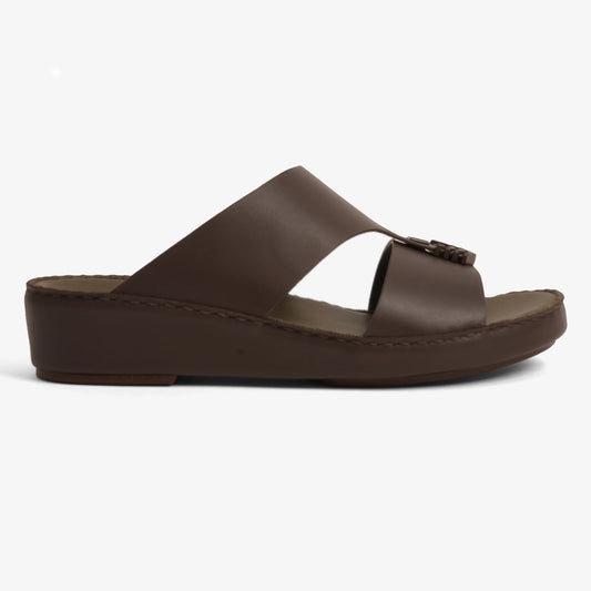 FARADA MENS UNIQUE TEXTURED WITH T-STAP SANDALS BROWN