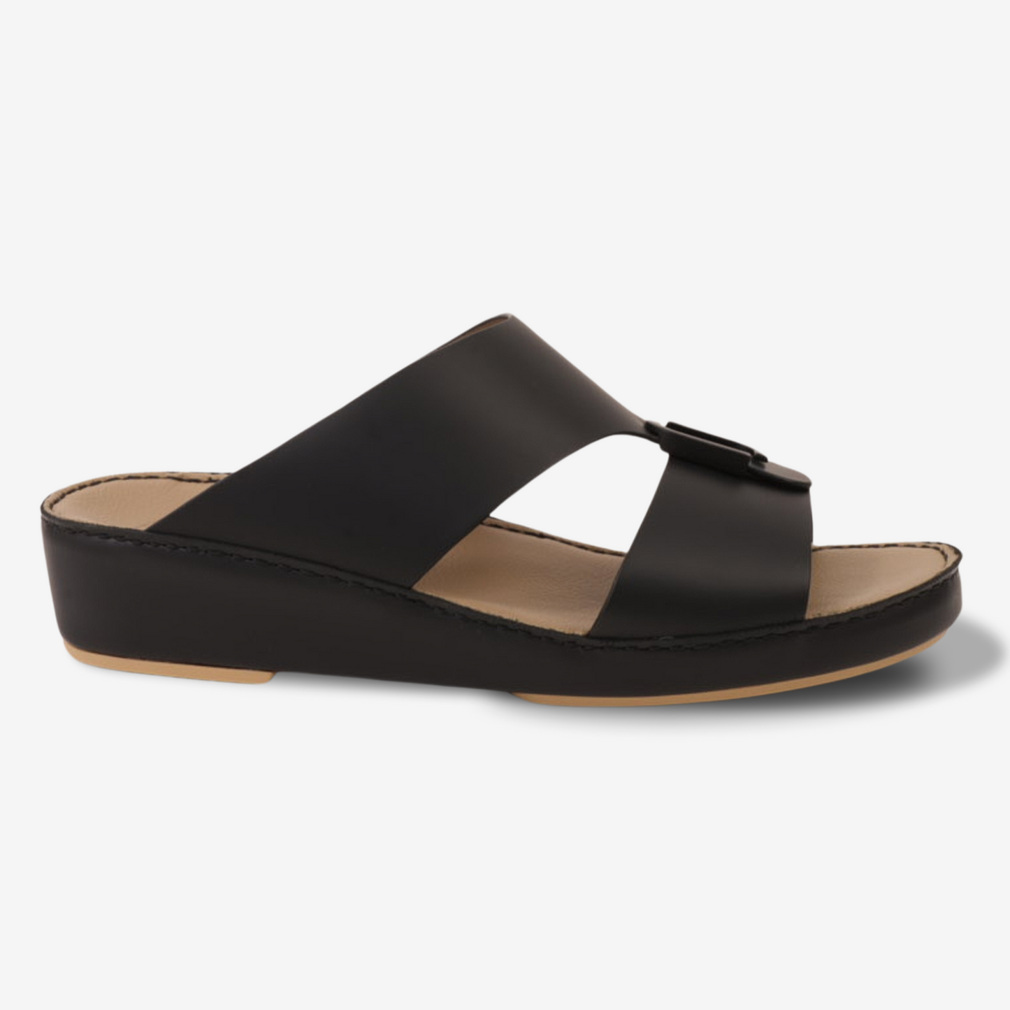 FARADA MENS CLASSIC LEATHER SANDALS BLACK