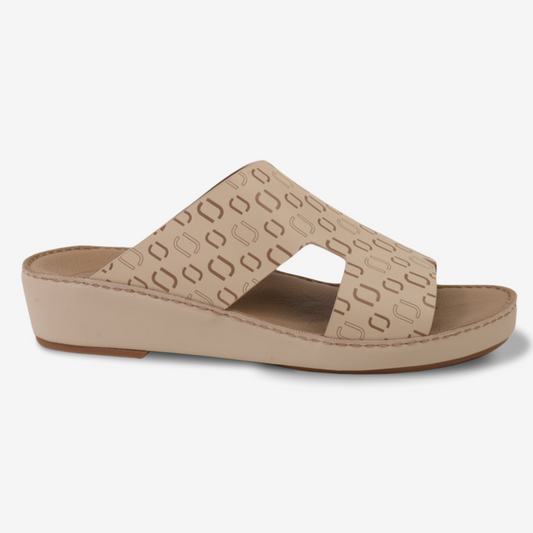FARADA MEN’S COMFORT & STYLE EMBOSSED SANDALS LIGHT BEIGE