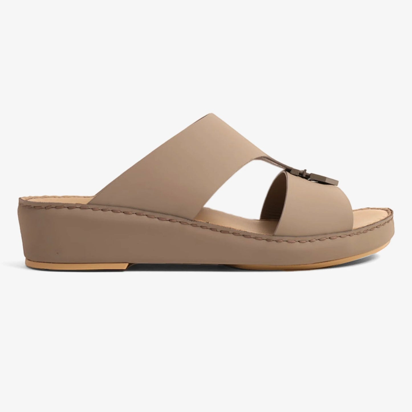 FARADA MEN'S LEATHER SLIP-ON SANDALS WITH STYLISH TRIM LONDON-SKY