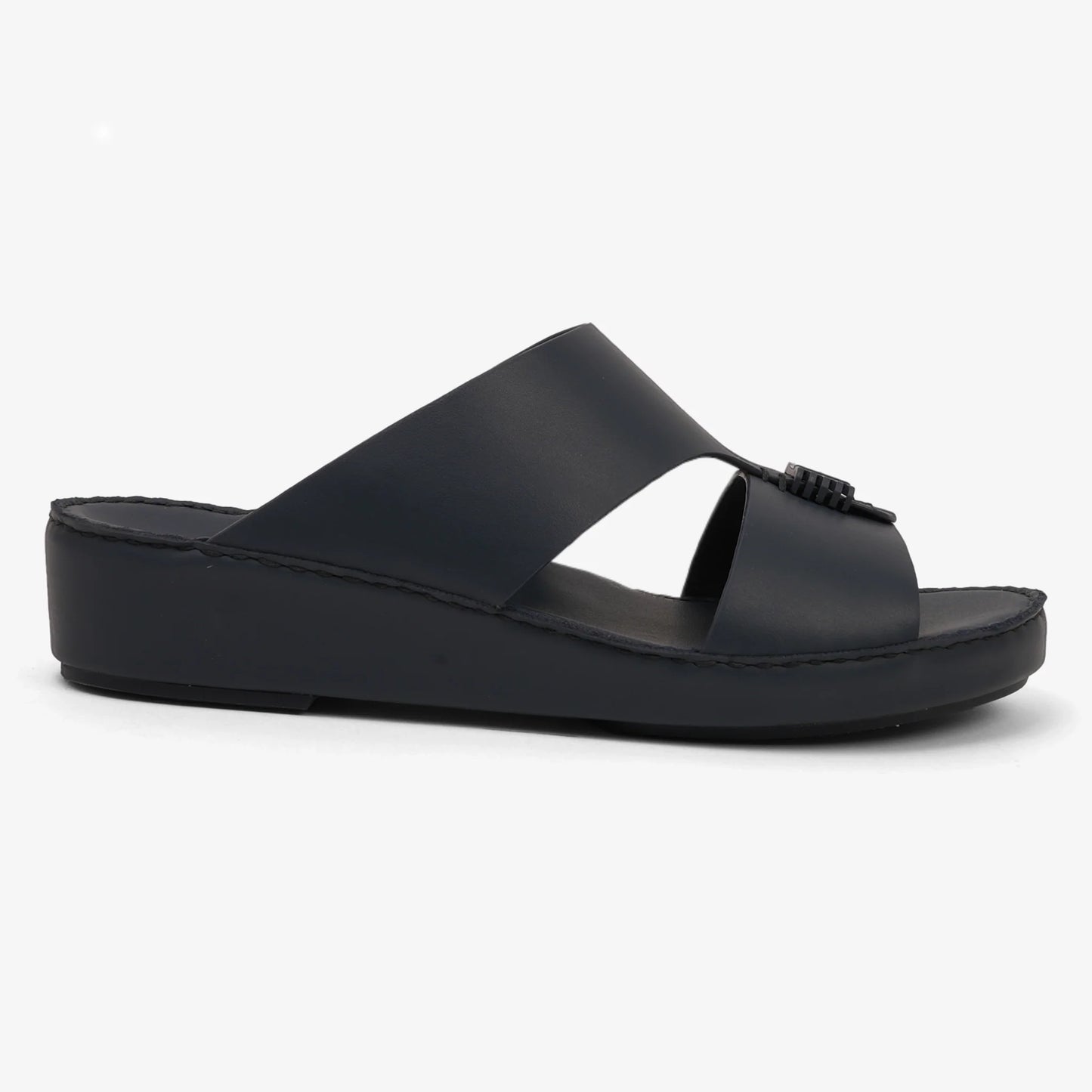 FARADA MENS SLIDE WITH TEXTURED BUCKLE SANDALS SPAZIO