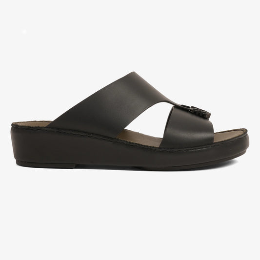FARADA MENS UNIQUE TEXTURED WITH T-STAP SANDALS BLACK