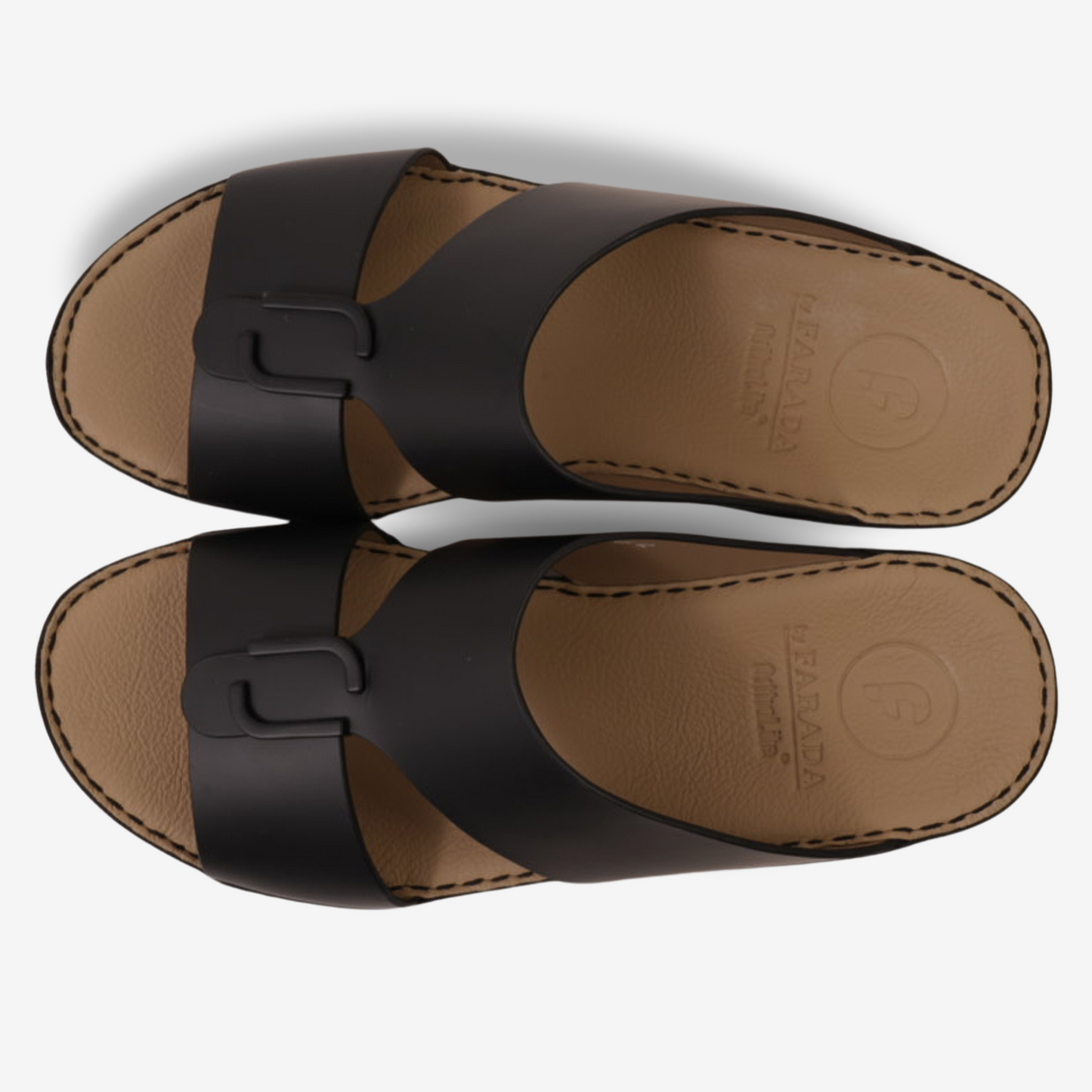 FARADA MENS CLASSIC LEATHER SANDALS BLACK