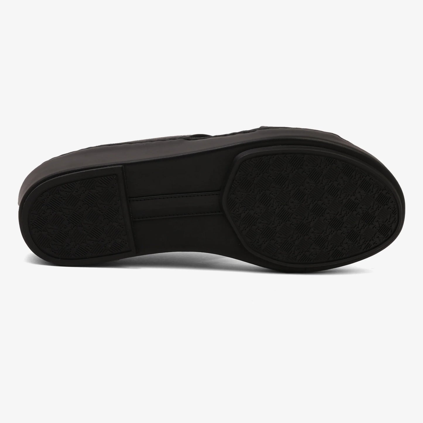 FARADA MENS SLIDE WITH TEXTURED BUCKLE SANDALS BLACK