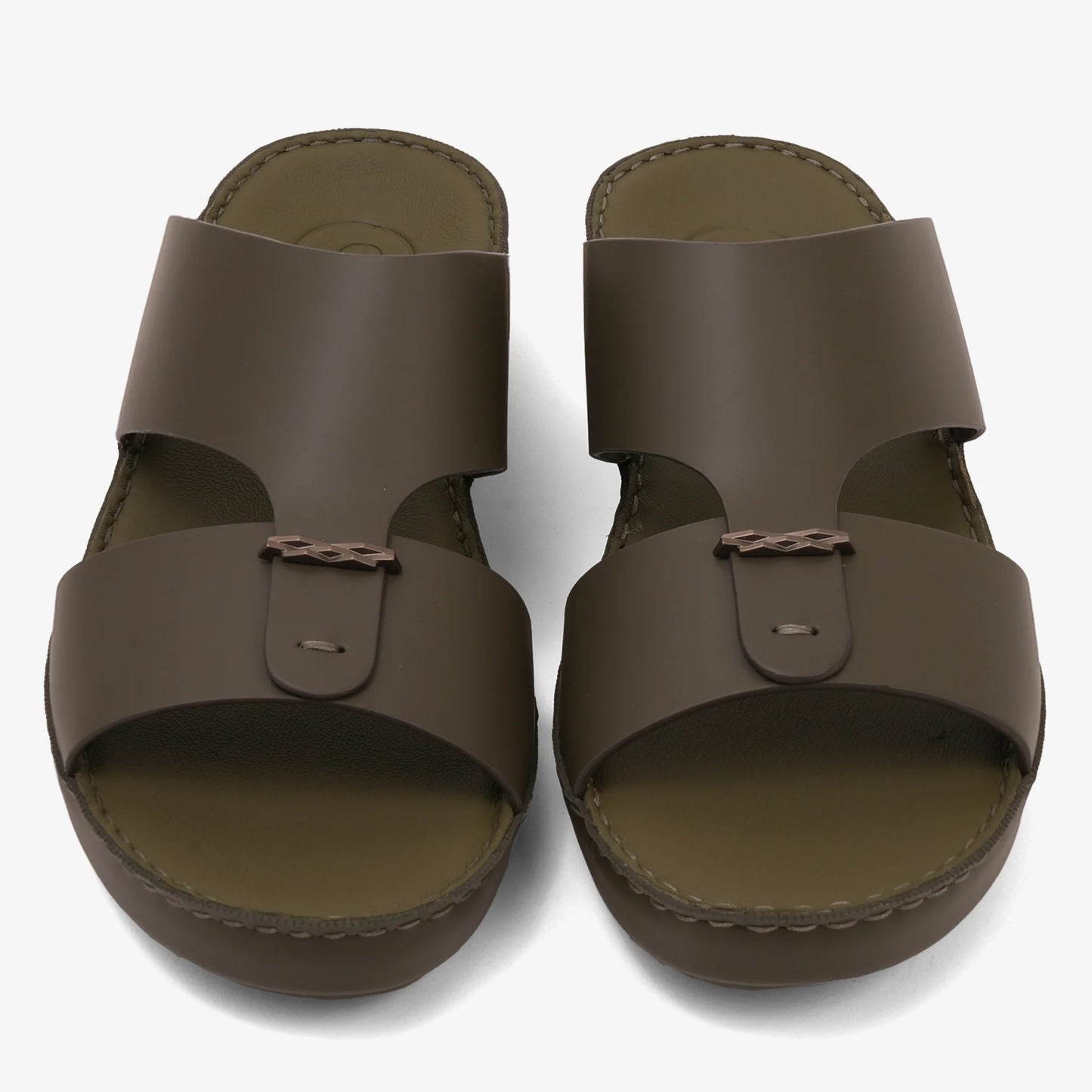 FARADA TIMELESS LEATHER WITH 3D BUCKLE SANDALS OLIVE