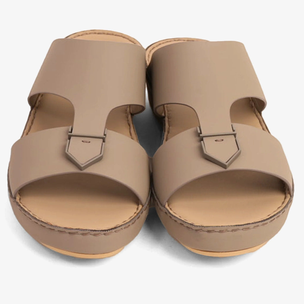 FARADA MEN'S LEATHER SLIP-ON SANDALS WITH STYLISH TRIM LONDON-SKY