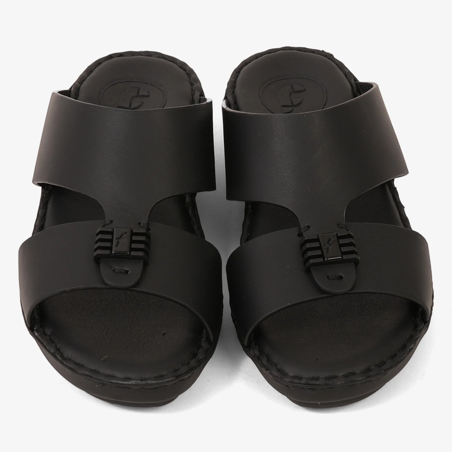 FARADA KIDS SLIDE WITH TEXTURED BUCKLE SANDALS BLACK