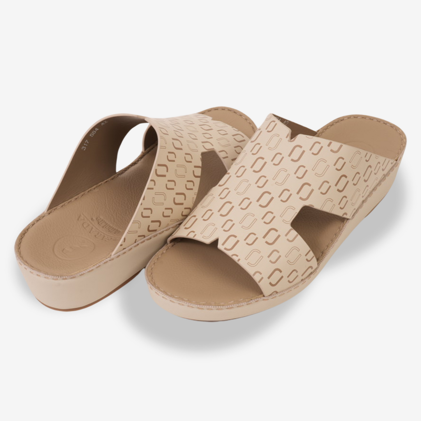 FARADA MEN’S COMFORT & STYLE EMBOSSED SANDALS LIGHT BEIGE