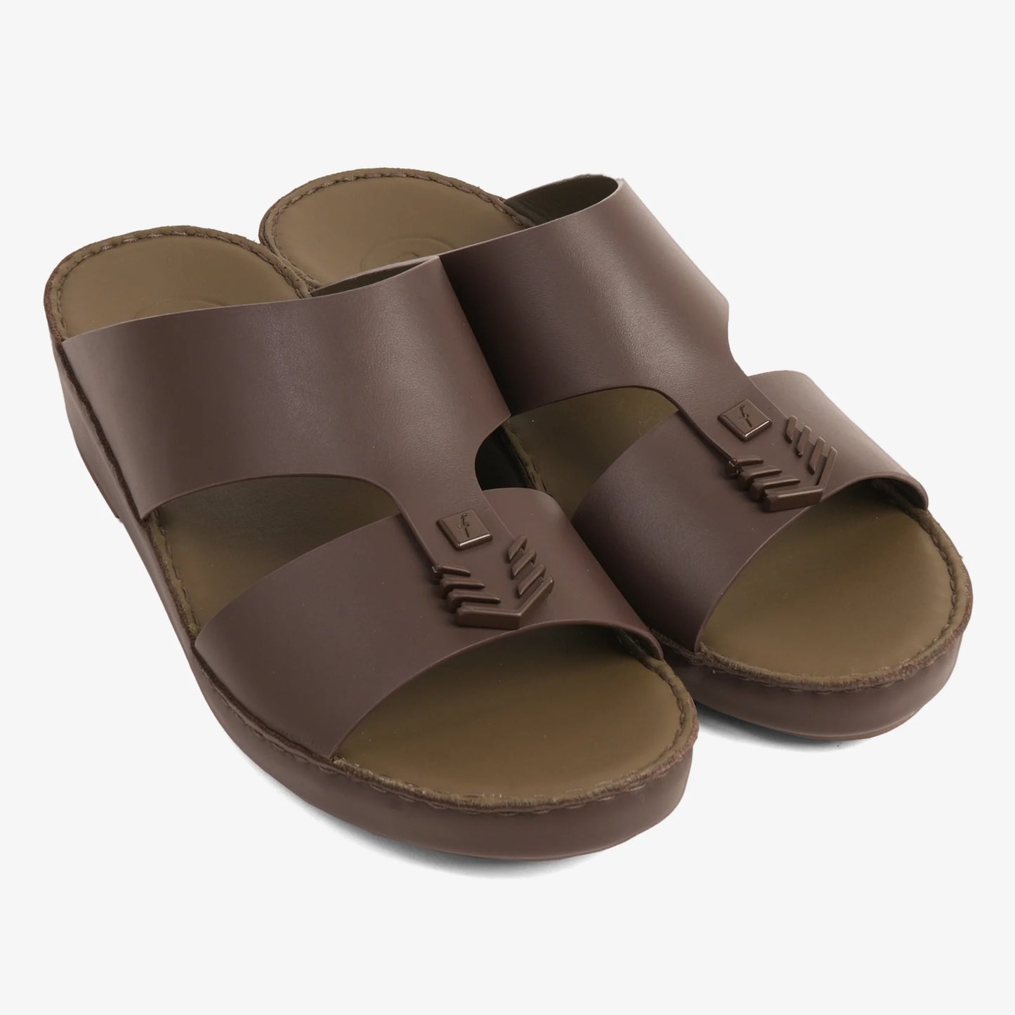 FARADA MENS UNIQUE TEXTURED WITH T-STAP SANDALS BROWN