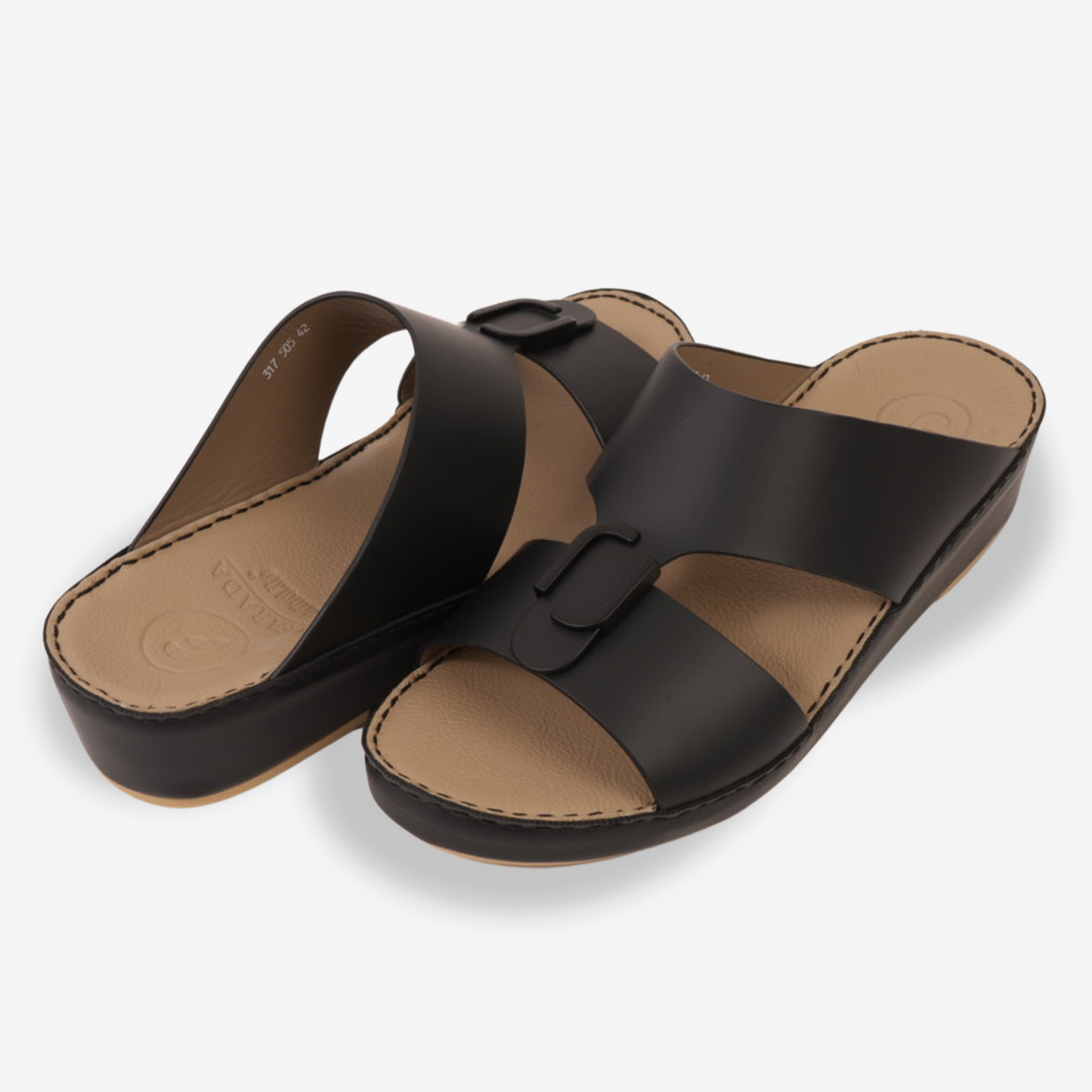 FARADA MENS CLASSIC LEATHER SANDALS BLACK