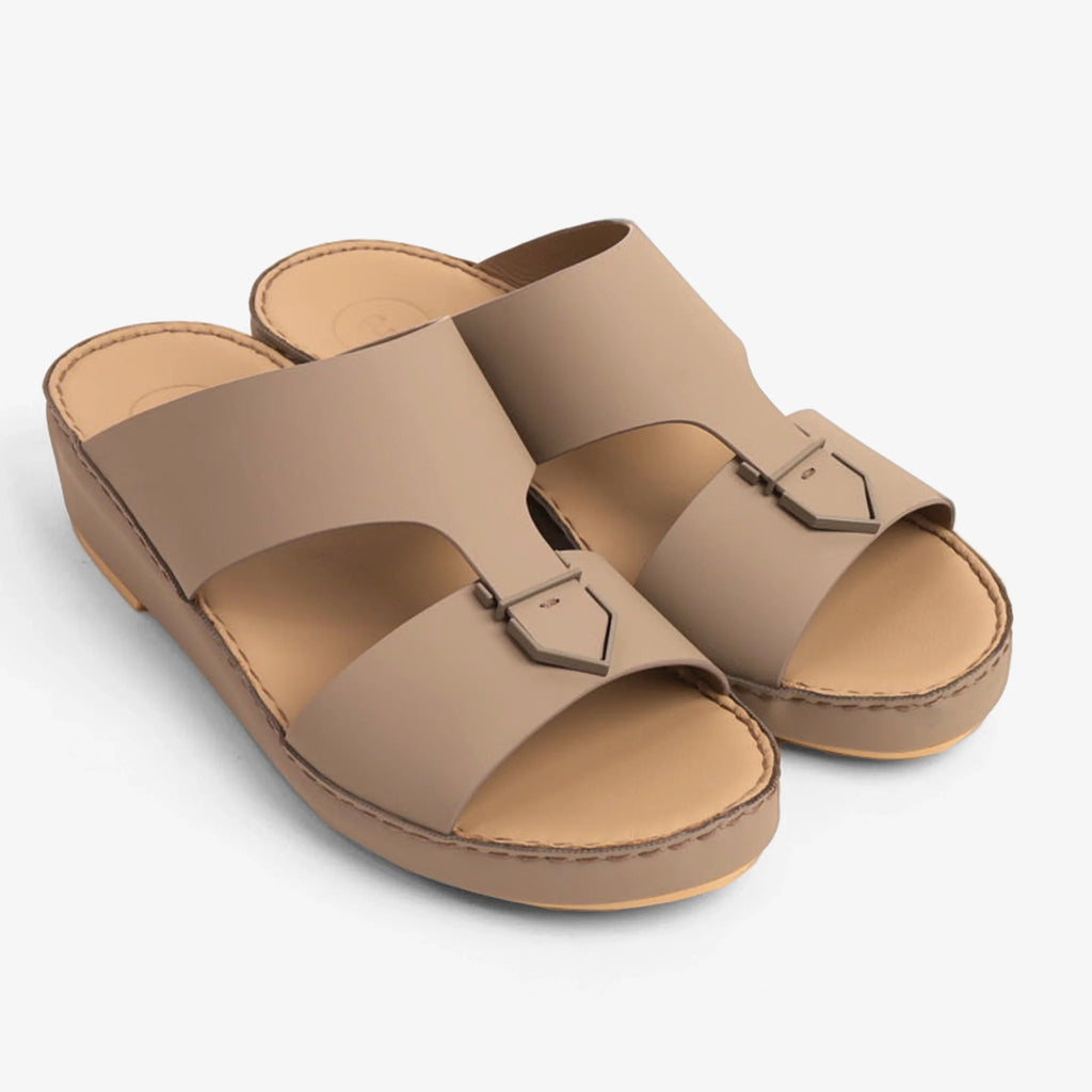 FARADA MEN'S LEATHER SLIP-ON SANDALS WITH STYLISH TRIM LONDON-SKY