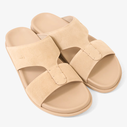 FARADA MODERN MINIMALIST SUEDE NEUTRAL TONE ARABIC SANDALS MASTICE