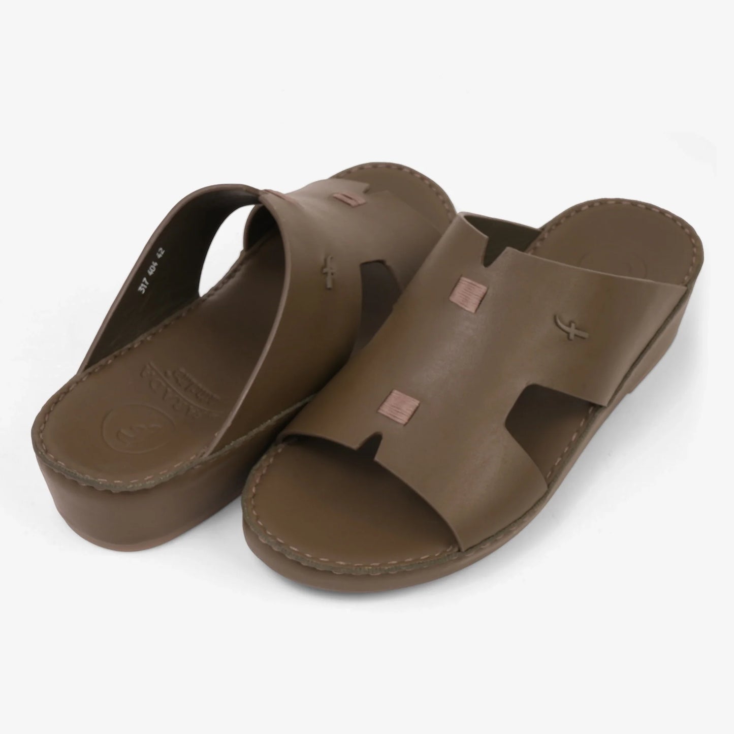 FARADA MATTE MODERN LEATHER MENS SANDALS ARMY