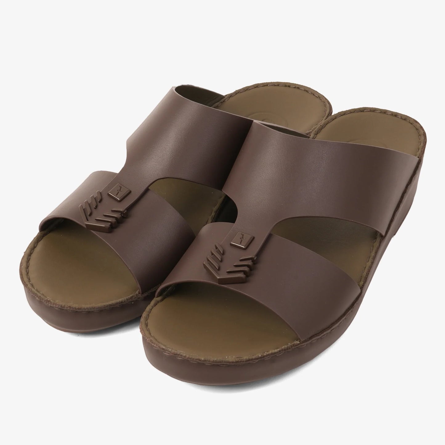 FARADA MENS UNIQUE TEXTURED WITH T-STAP SANDALS BROWN