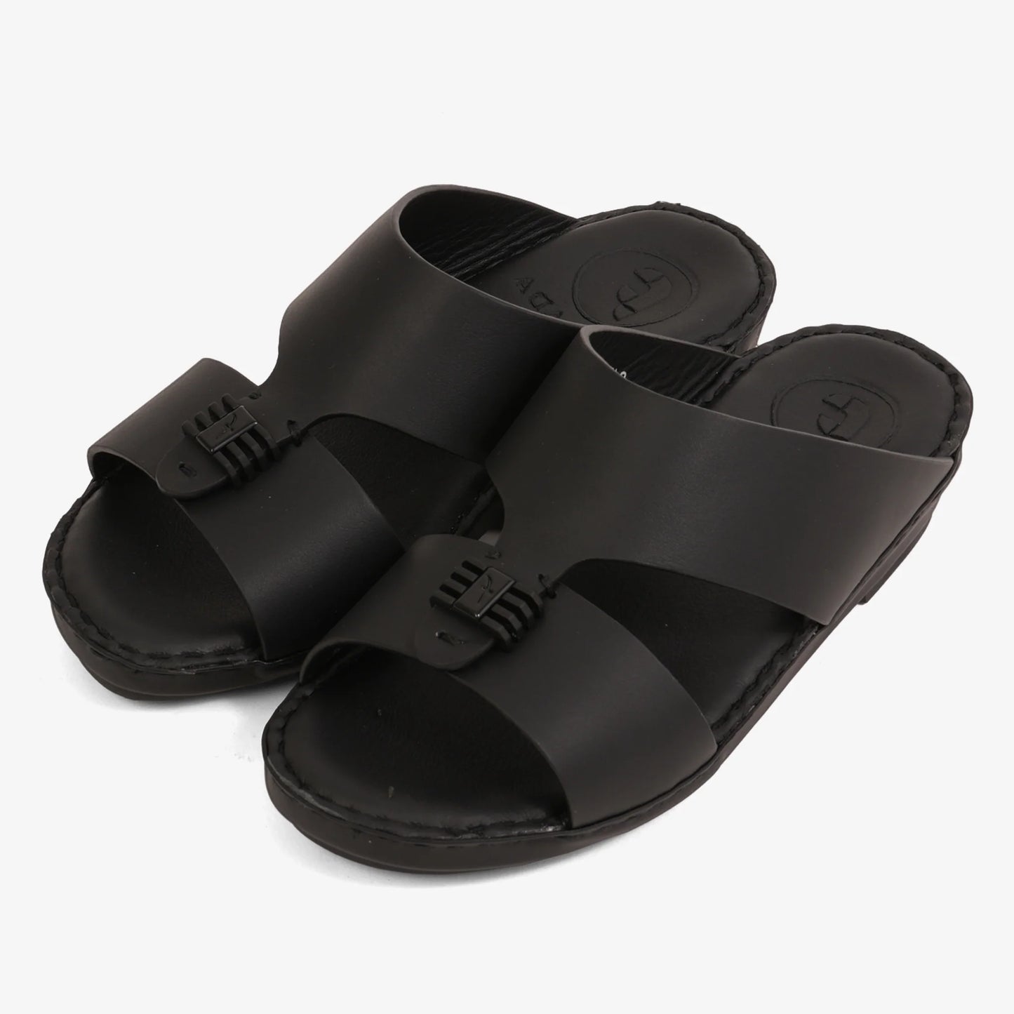 FARADA KIDS SLIDE WITH TEXTURED BUCKLE SANDALS BLACK