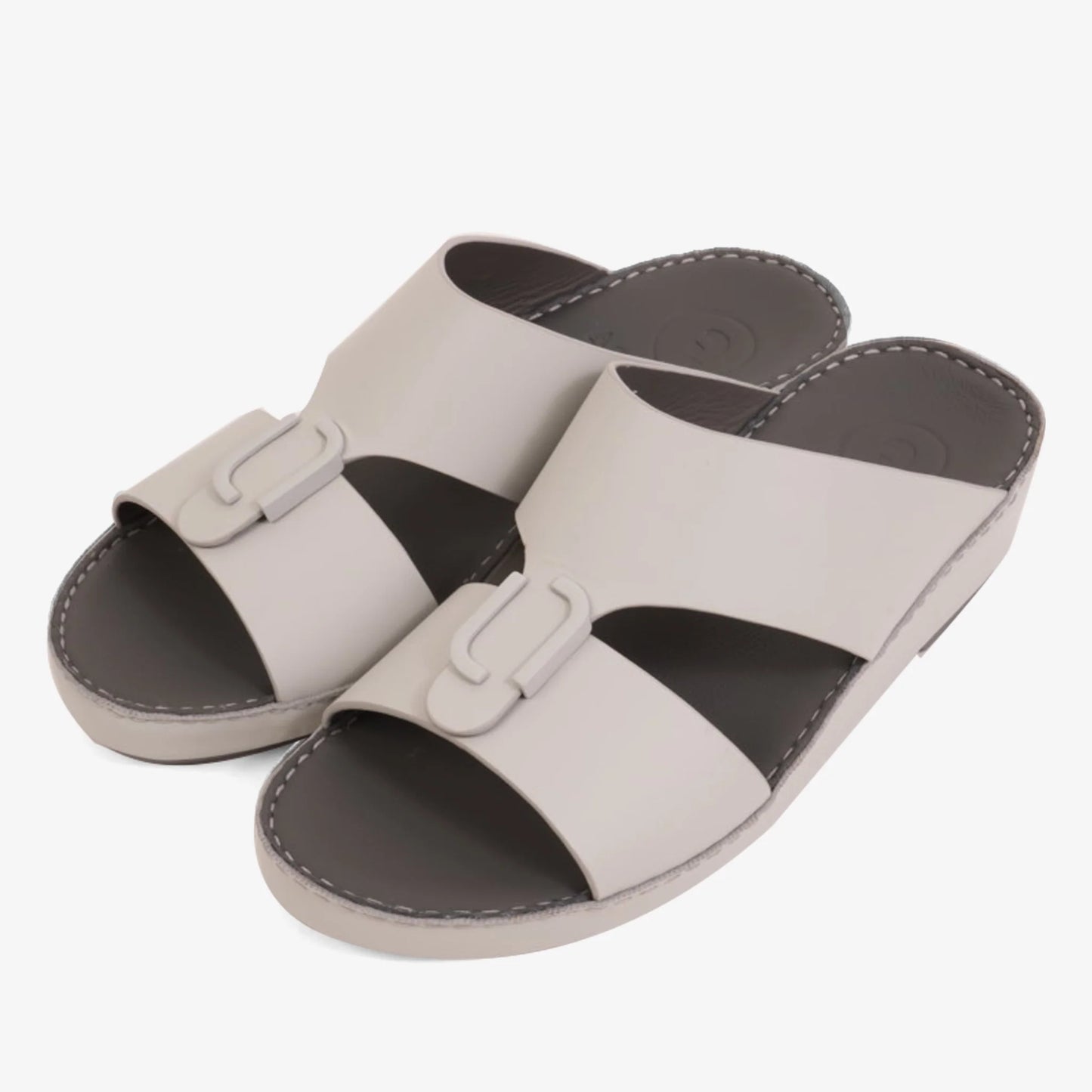 FARADA CLASSIC MENS LEATHER SANDALS LIGHT GREY