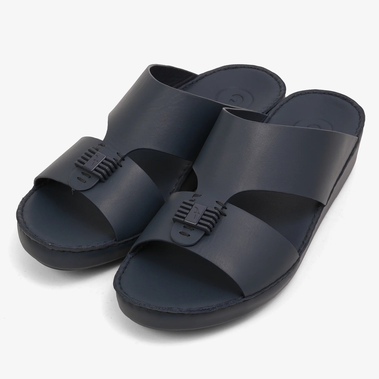 FARADA MENS SLIDE WITH TEXTURED BUCKLE SANDALS SPAZIO