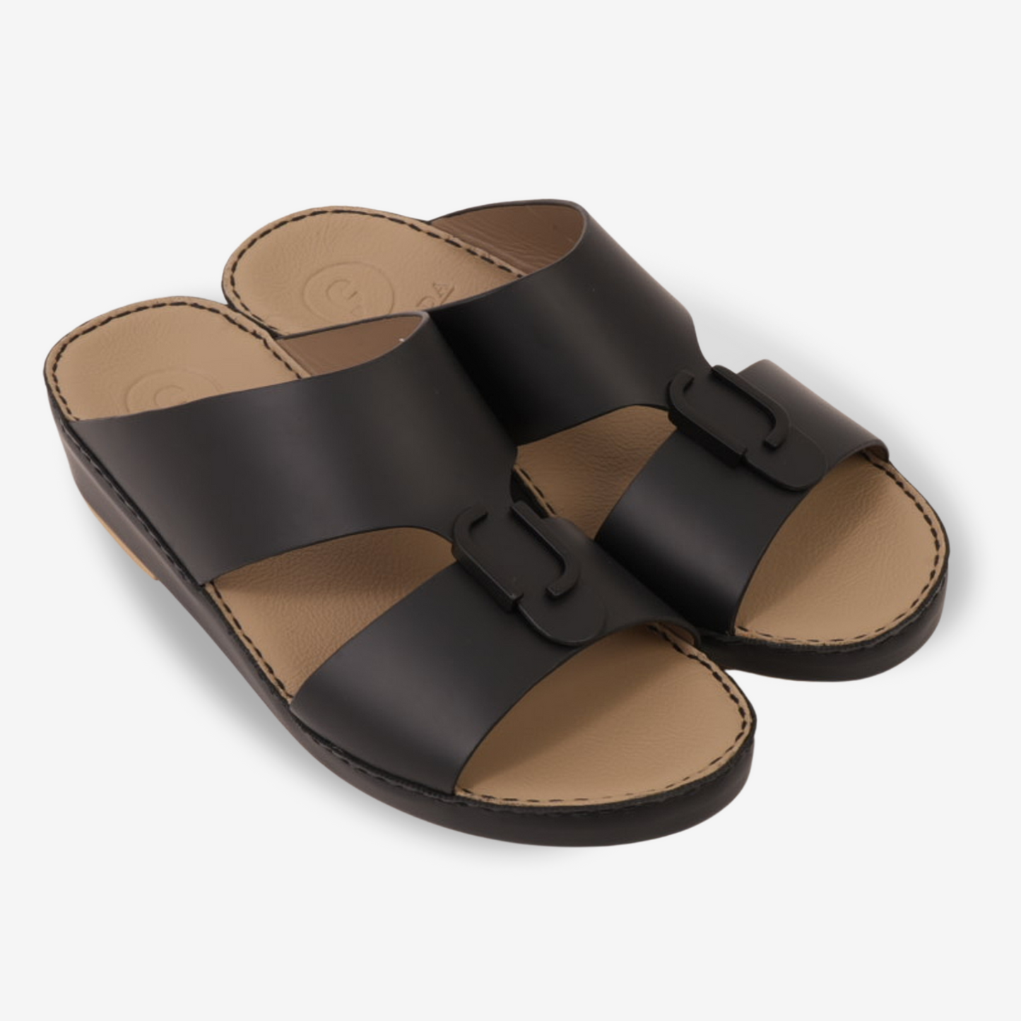FARADA MENS CLASSIC LEATHER SANDALS BLACK
