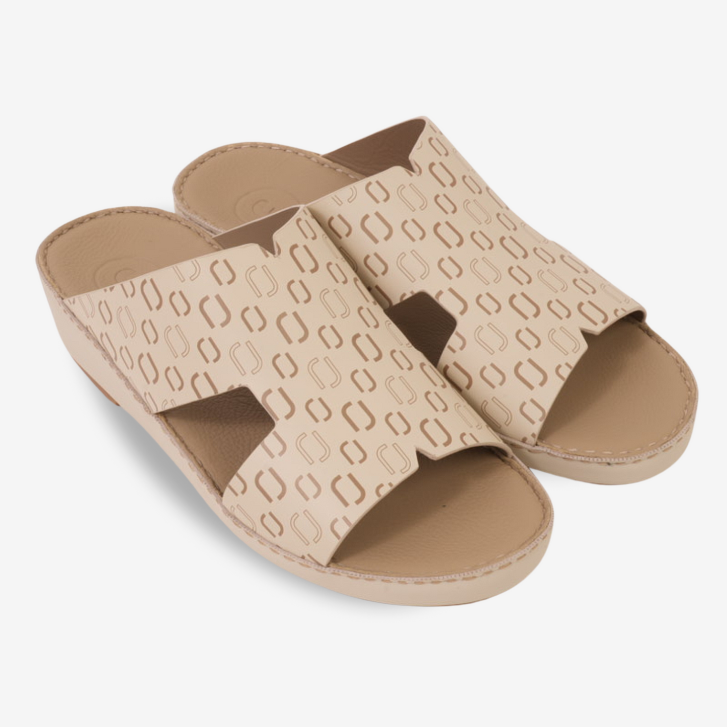 FARADA MEN’S COMFORT & STYLE EMBOSSED SANDALS LIGHT BEIGE