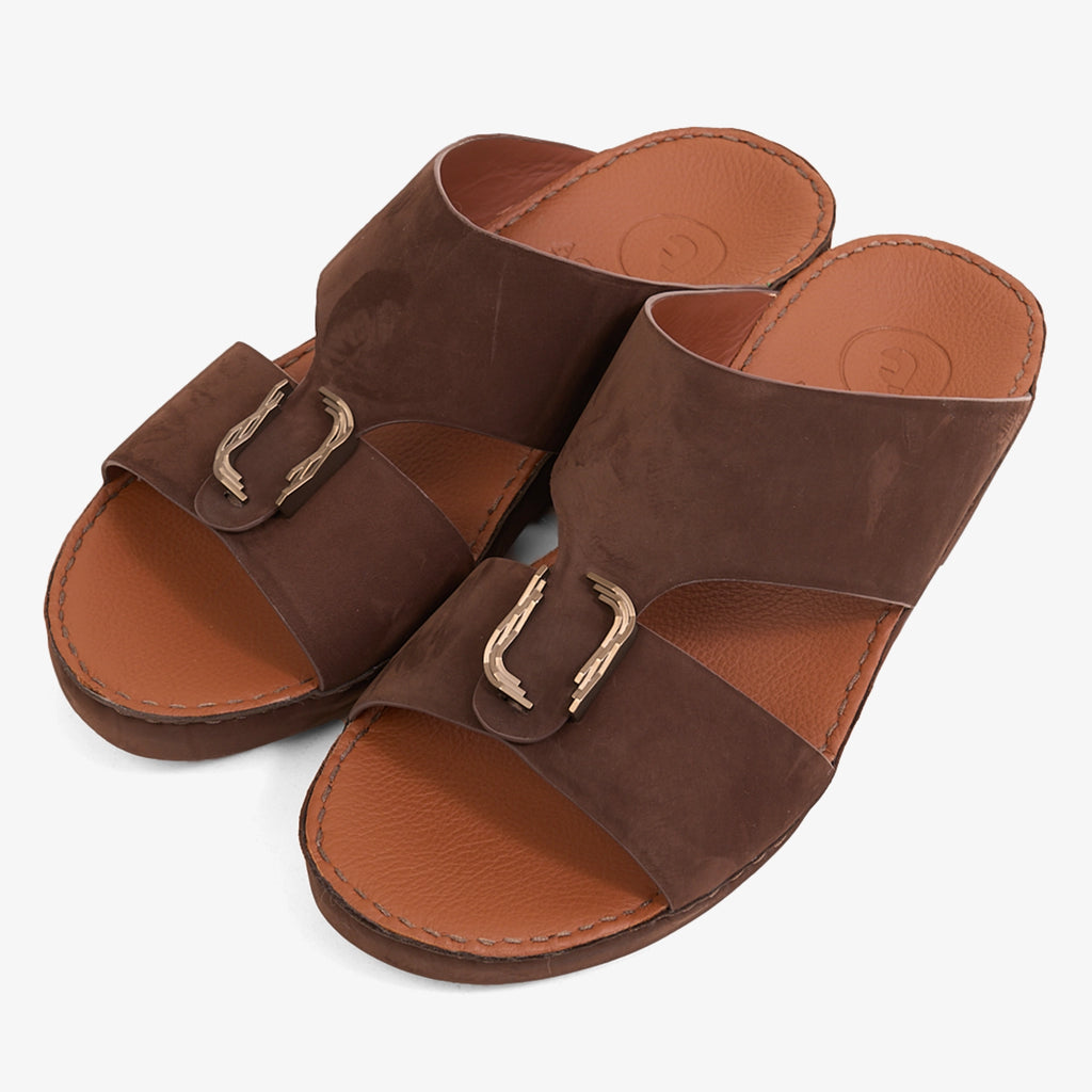 FARADA MODERN PREMIUM SUEDE ARABIC SANDALS BROWN