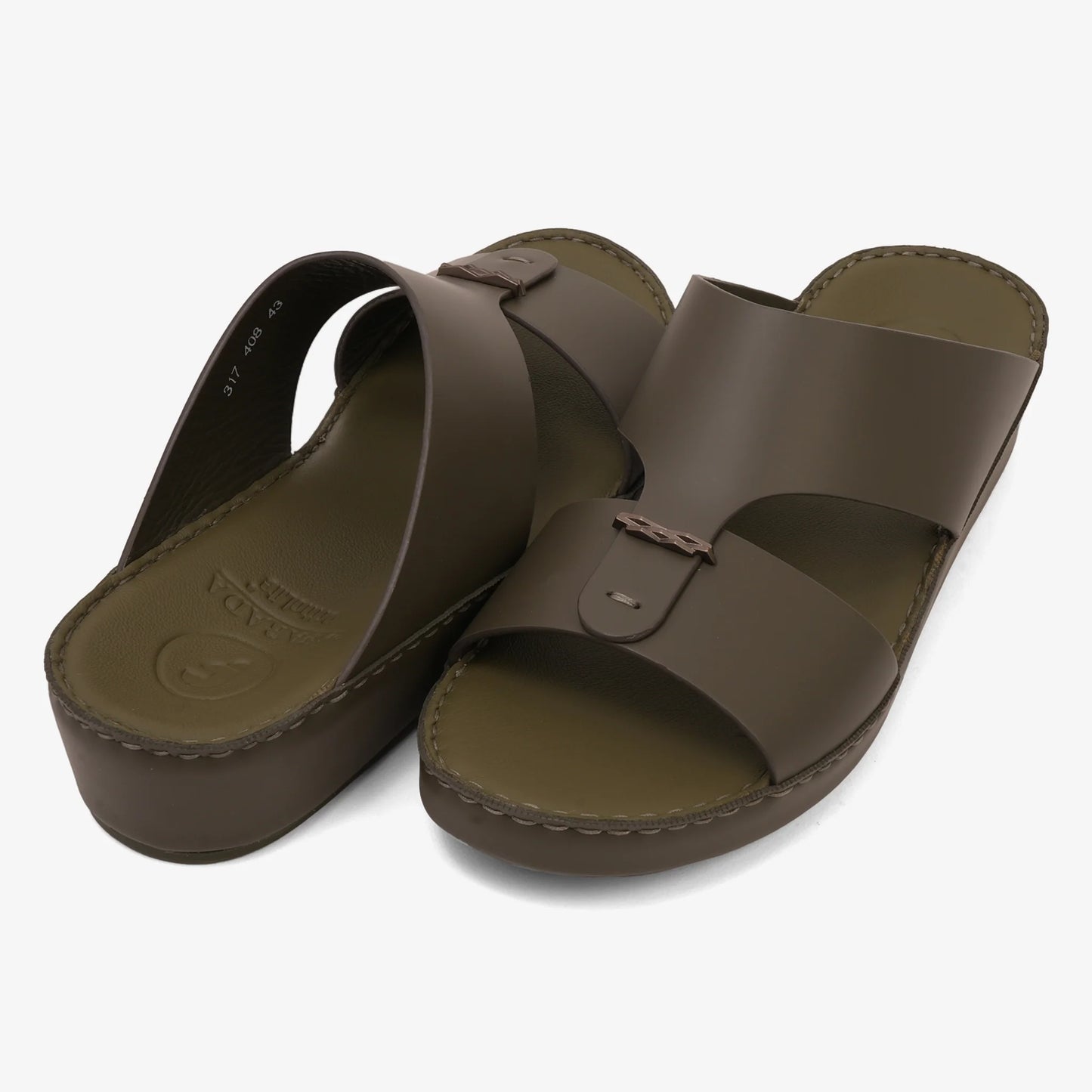 FARADA TIMELESS LEATHER WITH 3D BUCKLE SANDALS OLIVE