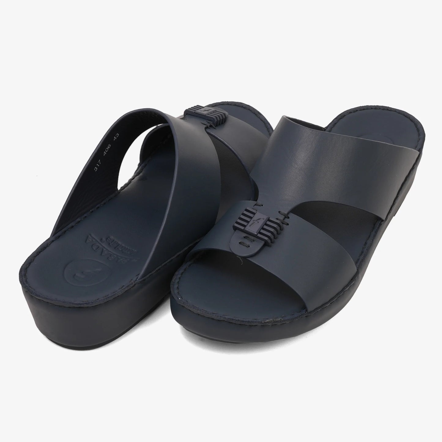 FARADA MENS SLIDE WITH TEXTURED BUCKLE SANDALS SPAZIO