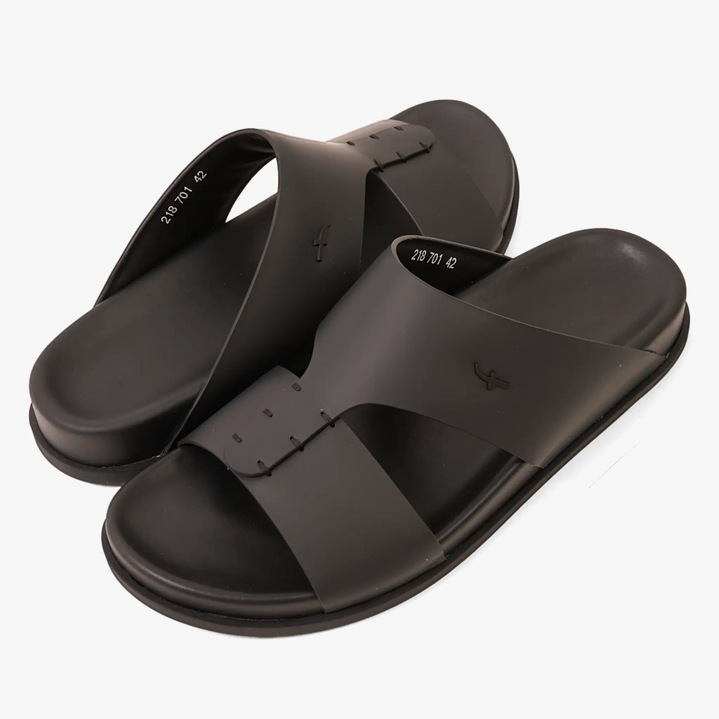 FARADA MODERN MINIMALIST LEATHER ARABIC SANDALS BLACK