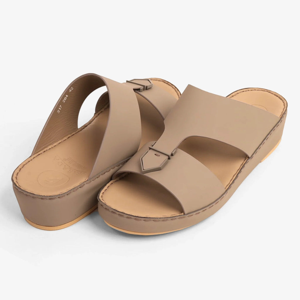 FARADA MEN'S LEATHER SLIP-ON SANDALS WITH STYLISH TRIM LONDON-SKY