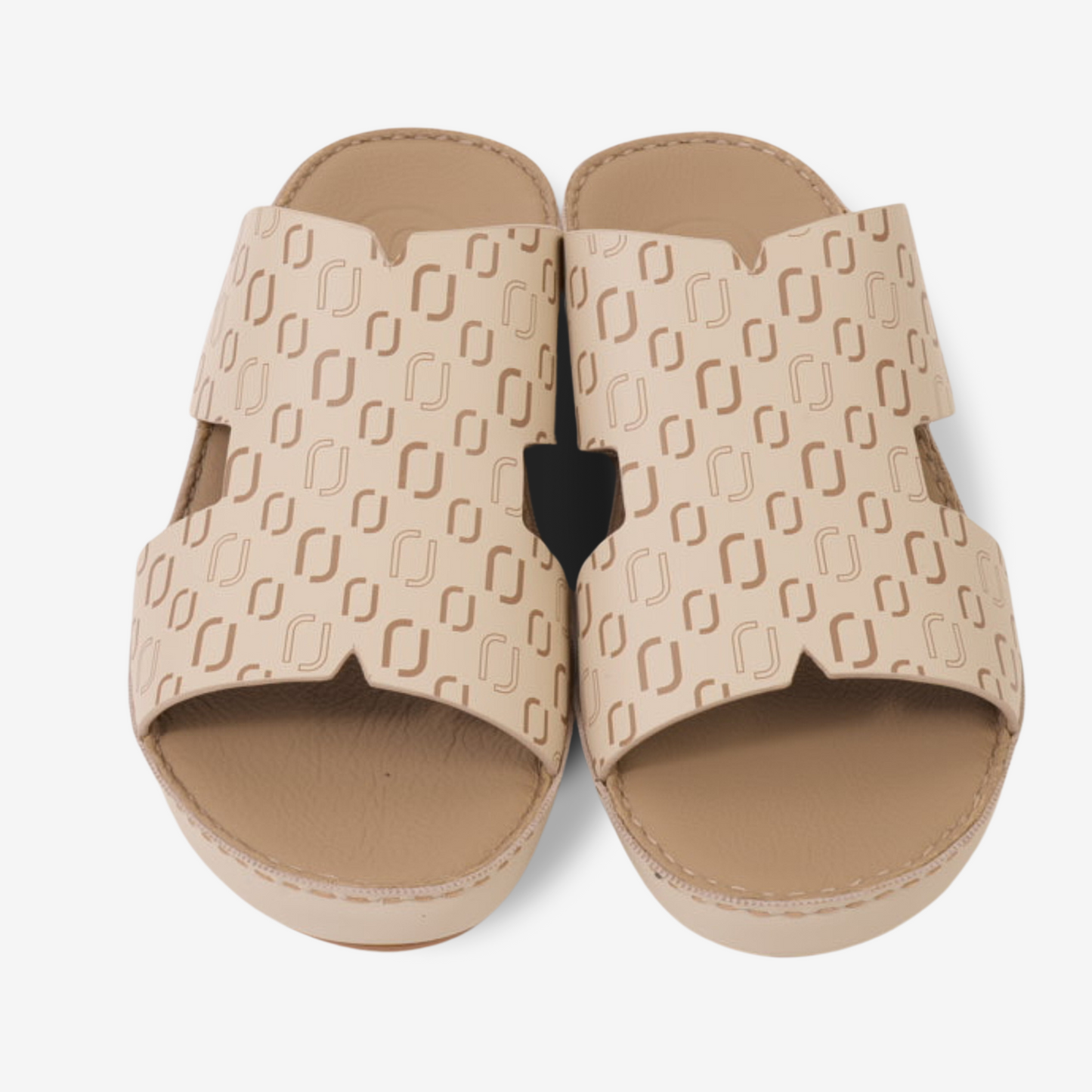 FARADA MEN’S COMFORT & STYLE EMBOSSED SANDALS LIGHT BEIGE