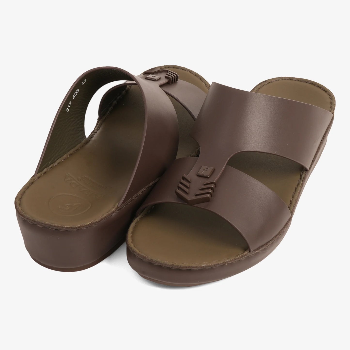 FARADA MENS UNIQUE TEXTURED WITH T-STAP SANDALS BROWN