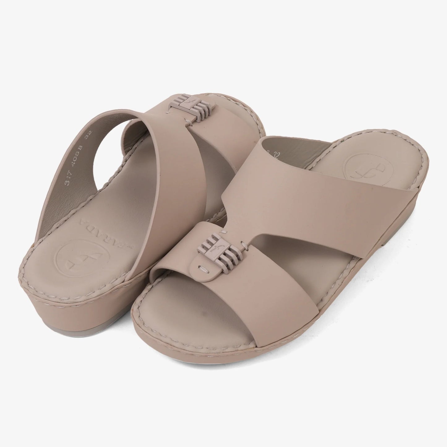FARADA KIDS SLIDE WITH TEXTURED BUCKLE SANDALS WARM GREY