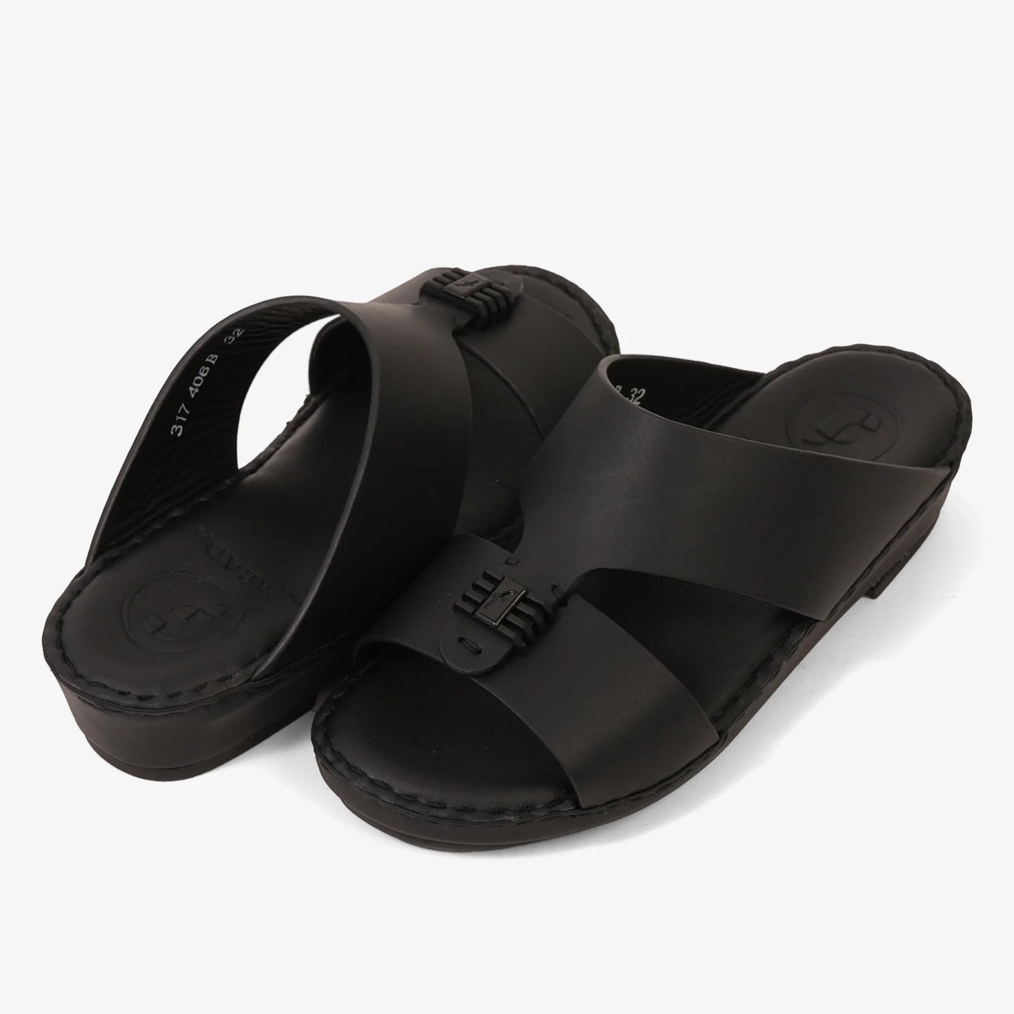 FARADA KIDS SLIDE WITH TEXTURED BUCKLE SANDALS BLACK