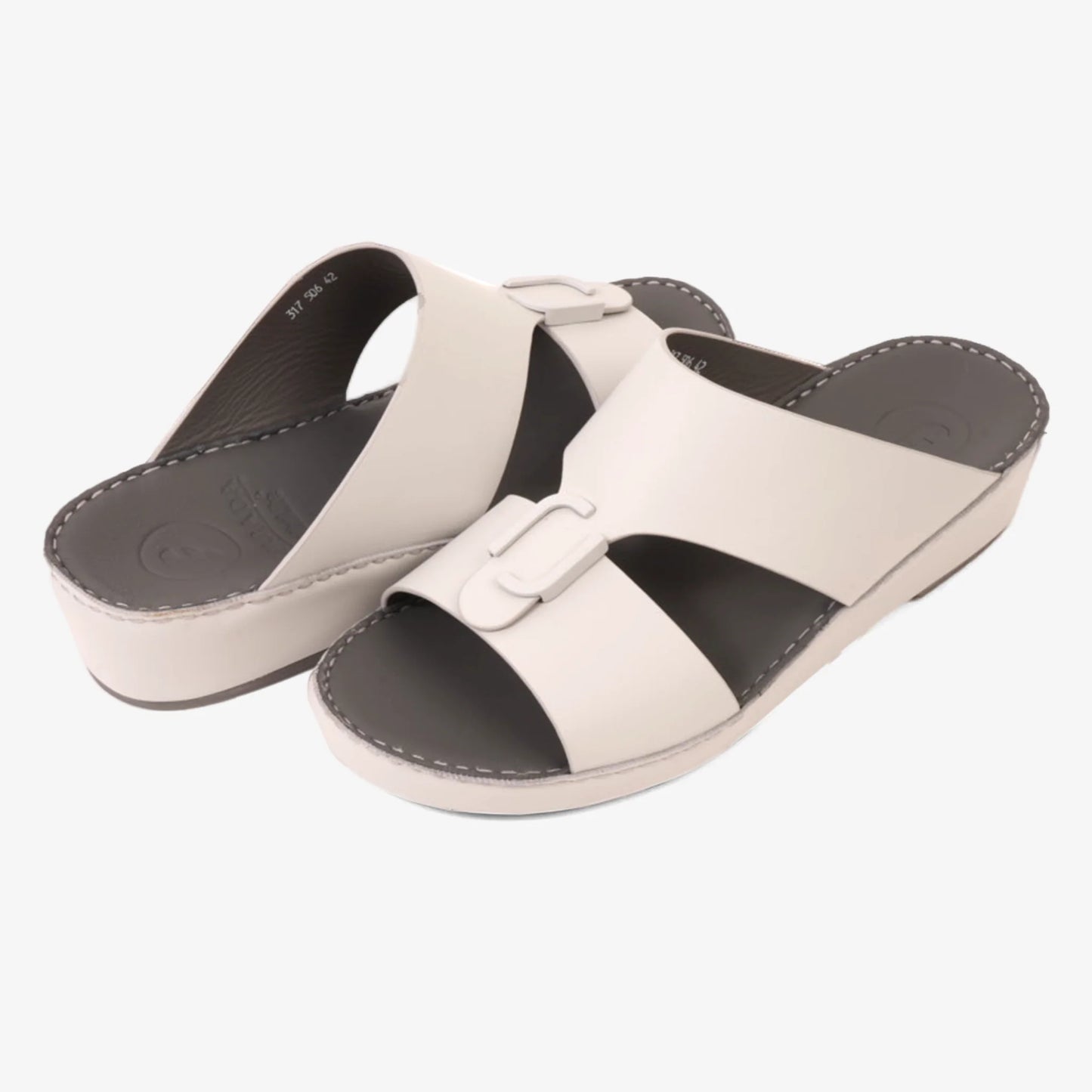 FARADA CLASSIC MENS LEATHER SANDALS LIGHT GREY