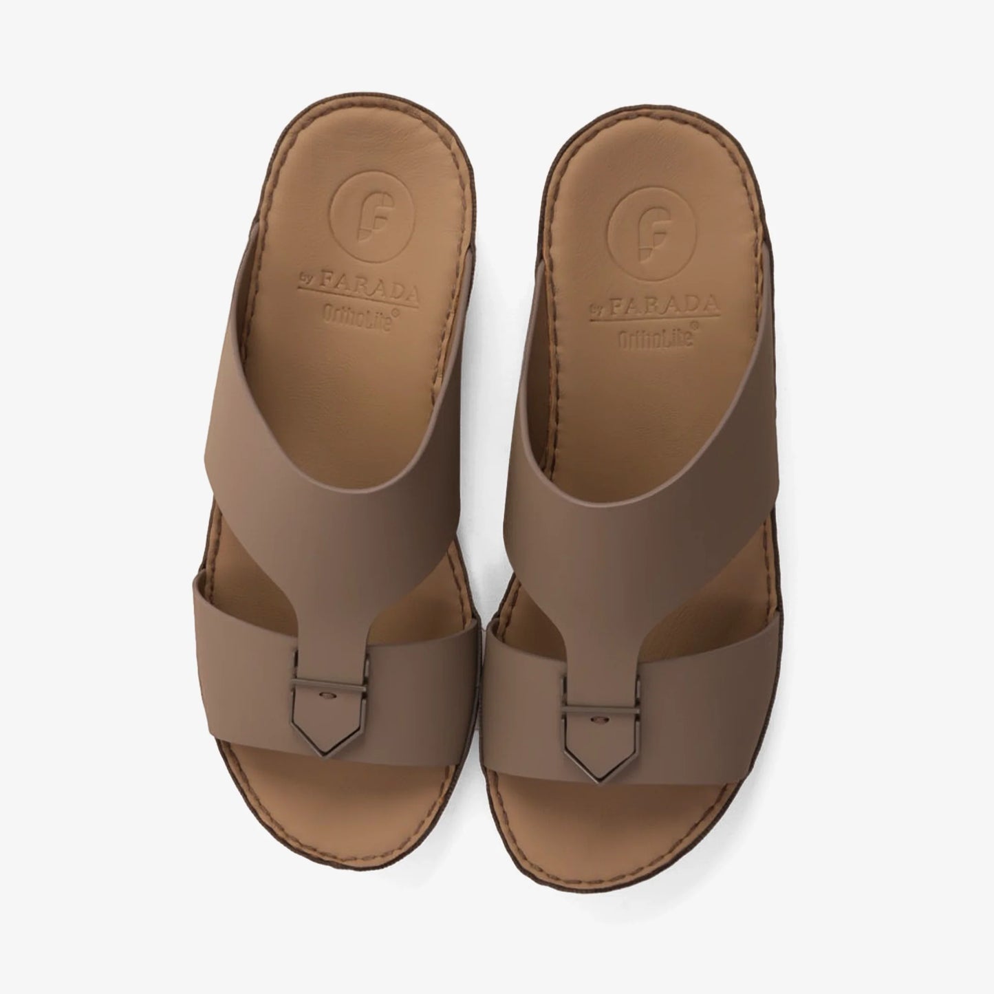 FARADA MEN'S LEATHER SLIP-ON SANDALS WITH STYLISH TRIM LONDON-SKY