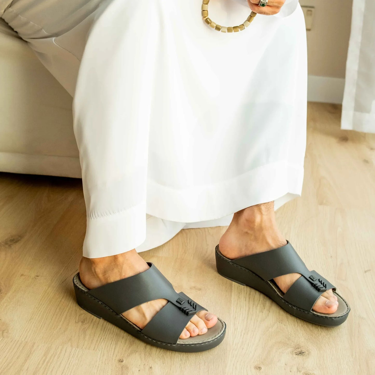 FARADA MENS UNIQUE TEXTURED WITH T-STAP SANDALS MIDNIGHT