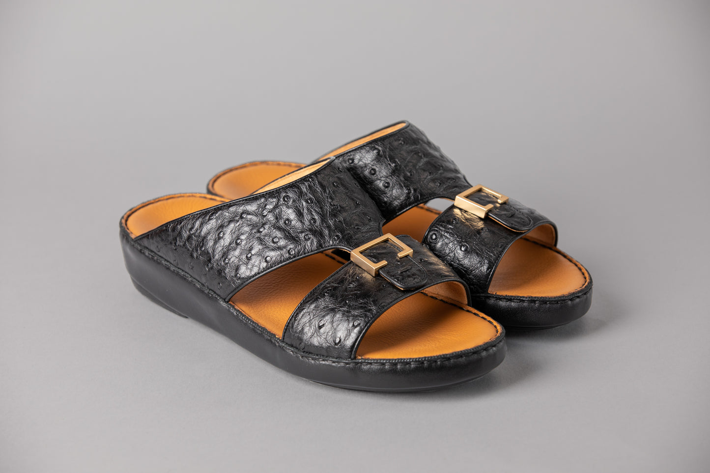 Ostrich Black Arabic Sandal (4061OST)