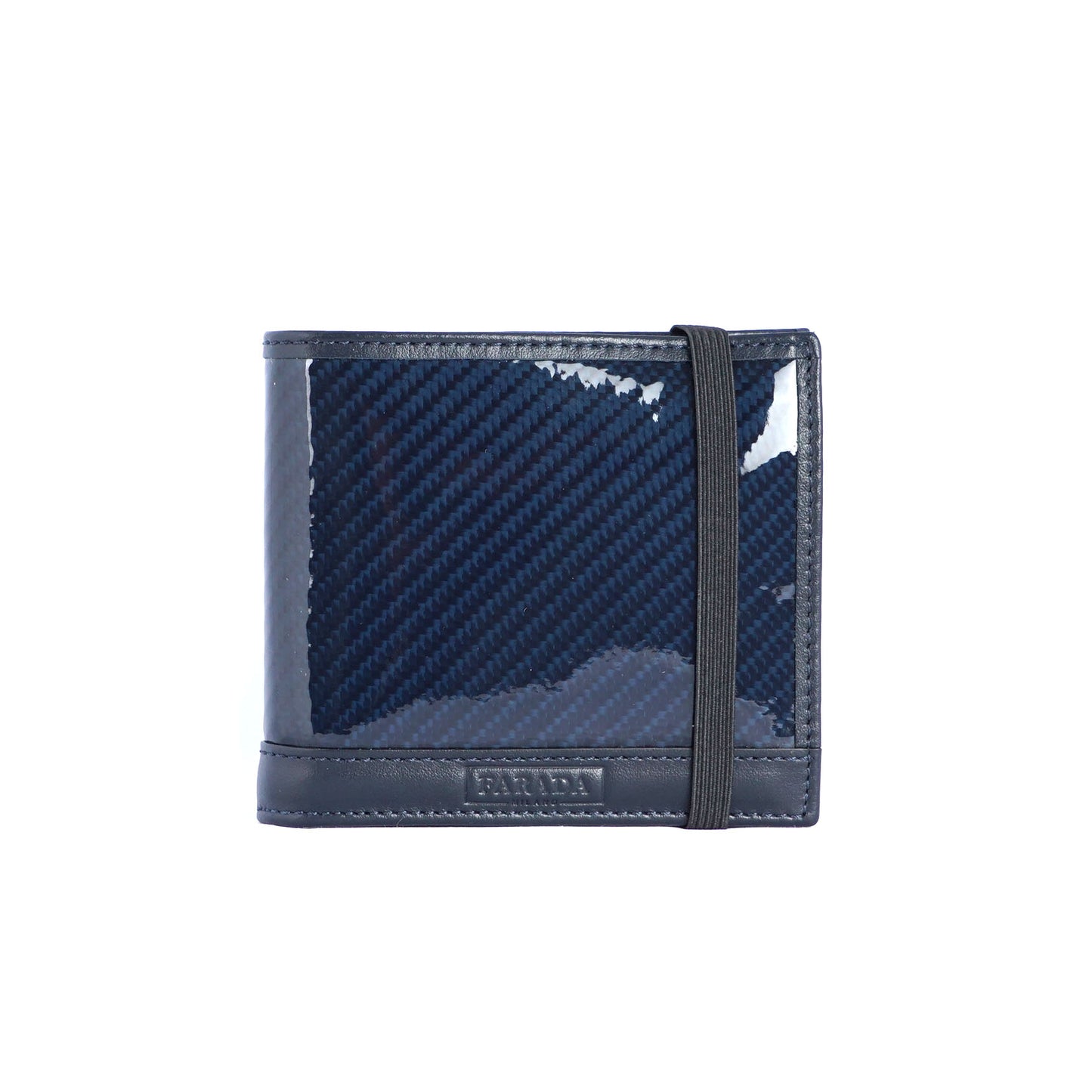 Navy Carbon Fibre with Strap Bifold Wallet