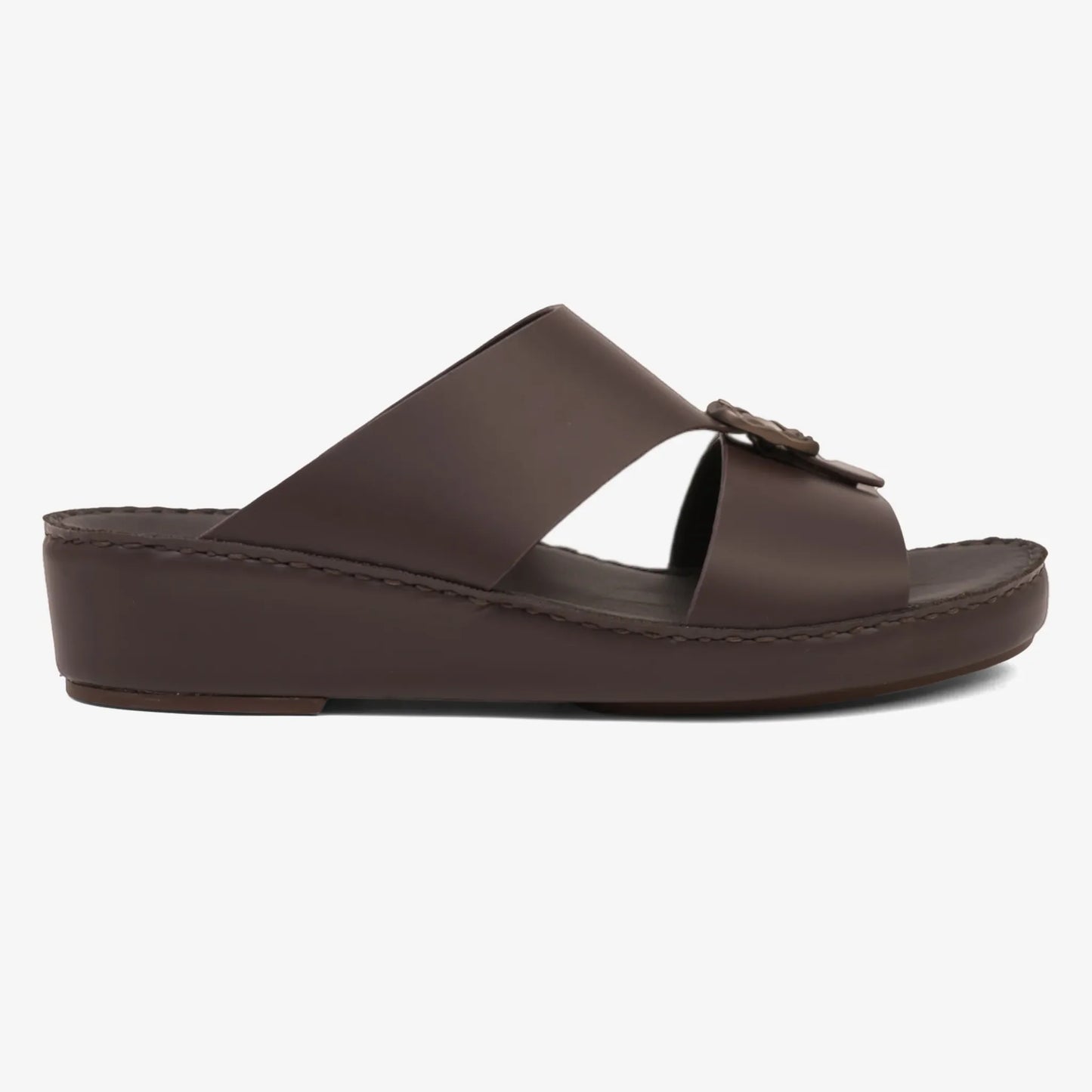 FARADA DA VINCI BRASS ICONIC DOUBLE F TRIM ARABIC SANDALS BROWN