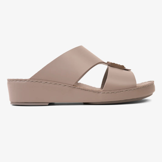 FARADA MODERN LEATHER ARABIC SANDALS WITH BRASS DOUBLE F TRIM LONDON SKY