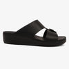 FARADA MENS SLIDE WITH TEXTURED BUCKLE SANDALS BLACK
