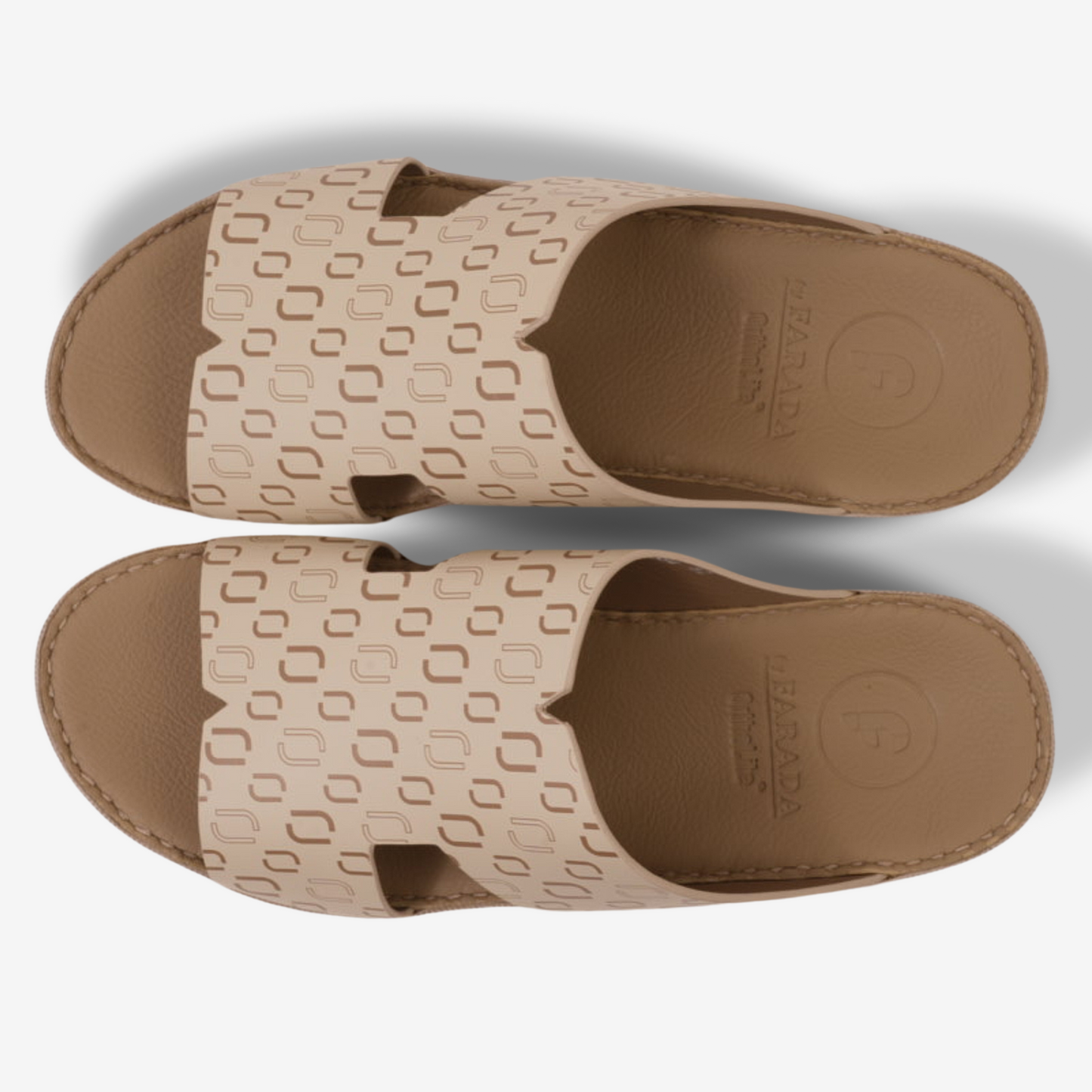 FARADA MEN’S COMFORT & STYLE EMBOSSED SANDALS LIGHT BEIGE