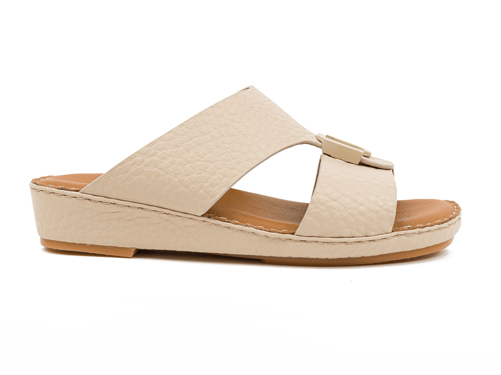 TIMELESS UNLINED HAMMERED DAVINCI KID'S ARABIC SANDALS BEIGE - Farada