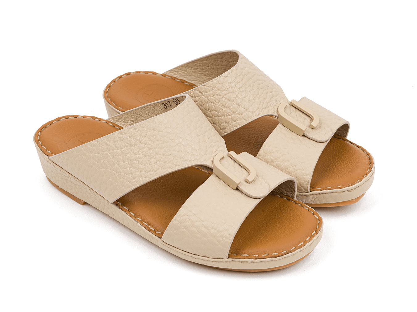 TIMELESS UNLINED HAMMERED DAVINCI KID'S ARABIC SANDALS BEIGE - Farada