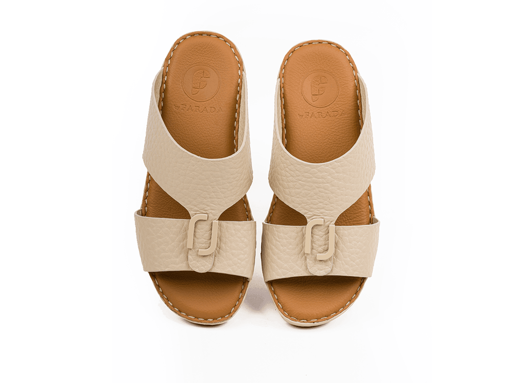 TIMELESS UNLINED HAMMERED DAVINCI KID'S ARABIC SANDALS BEIGE - Farada