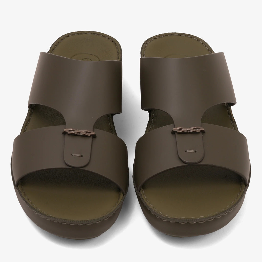 FARADA TIMELESS LEATHER WITH 3D BUCKLE SANDALS OLIVE