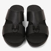 FARADA MENS SLIDE WITH TEXTURED BUCKLE SANDALS BLACK