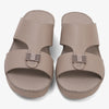 FARADA MENS SLIDE WITH TEXTURED BUCKLE SANDALS WARM GREY