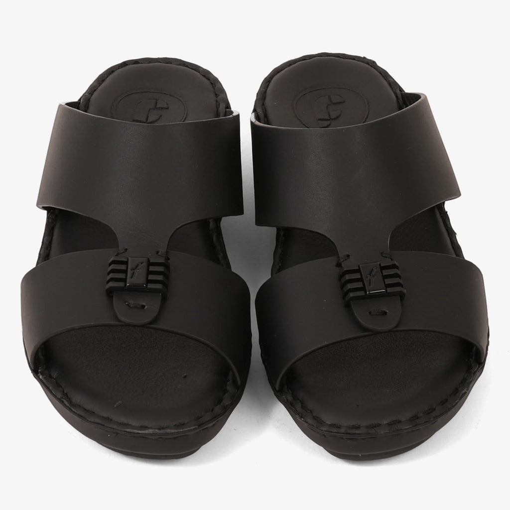 FARADA KIDS SLIDE WITH TEXTURED BUCKLE SANDALS BLACK