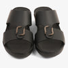 FARADA MODERN LEATHER ARABIC SANDALS WITH BRASS DOUBLE F TRIM BLACK