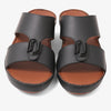 FARADA DESIGNER MEN'S LEATHER ARABIC SANDALS BUCKLE ACCENT BLACK